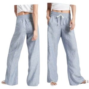 Athleta Cabo Linen (28x30.5) Wide Leg Blue Pants - Size 4 - NWT